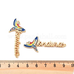 Rack Plating Brass Colorful Enamel Parrot Honduras Links Connector Charms&nbsp;KK-C063-06G