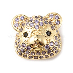 Brass Micro Pave Cubic Zirconia Beads&nbsp;KK-P233-11G