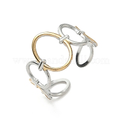 304 Stainless Steel Double Color Cuff Rings&nbsp;RJEW-S635-01GP-G