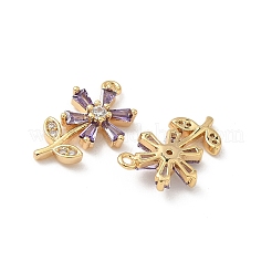 Brass Micro Pave Cubic Zirconia Pendants&nbsp;KK-C099-02G-01