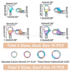40Pcs 4 Style Ion Plating(IP) Rainbow Color 304 Stainless Steel Lobster Claw Clasps&nbsp;STAS-UN0039-06