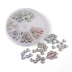 1 Box Mixed Brass Rhinestone Rondelle Spacer Beads&nbsp;RB-MSMC002-13-NF