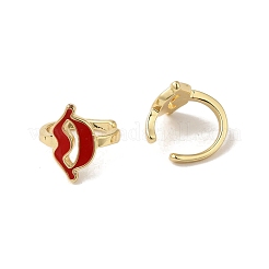 Rack Plating Brass Enamel Lip Cuff Earrings for Women&nbsp;EJEW-C097-22G