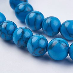 イミテーション合成ターコイズビーズ連売り  染め  ラウンド  ブルー  8mm  穴：1mm  約50個/連  14.7インチ&nbsp;G-F434-8mm-02