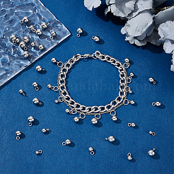 160個4スタイル304ステンレススチールチャーム  ボールチャーム  ステンレス鋼色  6~9x3~6mm  穴：1.6~1.8mm  40個/スタイル&nbsp;STAS-UN0061-17