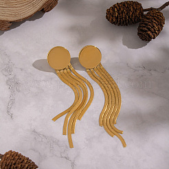 Flat Round 304 Stainless Steel Tassel Stud Earrings&nbsp;JH8202-1
