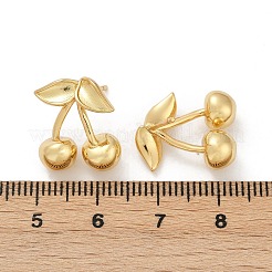 チェリー真鍮スタッドピアス  ラックめっき  長持ちメッキ  鉛フリー＆カドミウムフリー  18KGP本金メッキ  16x13.5mm&nbsp;EJEW-F895-19G
