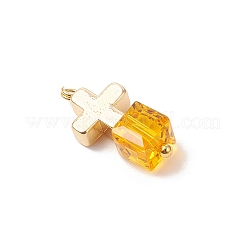 8Pcs 2 Colors Brass Glass Charms&nbsp;PALLOY-JF04528
