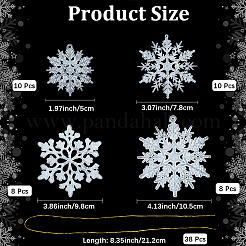 36Pcs Snowflake Plastic Pendant Decorations&nbsp;DIY-CP0013-33A