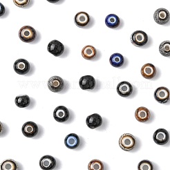 68 個 9 色の手作り磁器ビーズ  ロンデル  ファンシーアンティーク施釉磁器  ミックスカラー  8.2~9x7~7.5mm  穴：2.5~3mm&nbsp;PORC-FS0001-23A