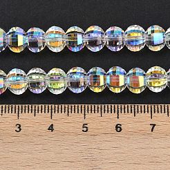 電気メッキ透明ガラスビーズ連売り  カボチャ  ファセットそろばんビーズ  ABカラーメッキ  クリアAB  8x6mm  穴：1.2mm  約78~81個/連  18.50''（47センチメートル）&nbsp;EGLA-B011-08A-AB02