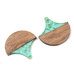 Transparent Resin & Walnut Wood Pendants&nbsp;RESI-S389-046A-B02