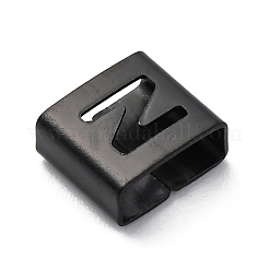 イオンプレーティング（IP）304ステンレススチールスクエアスライドチャーム  ブラック  文字N  9x8x4mm  穴：3.5x8.5mm&nbsp;STAS-L132-19N-B