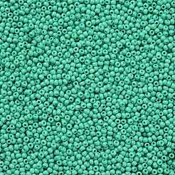 12/0 FGBグレードAラウンドガラスシードビーズ  焼き付け塗料  アクアマリン  2.3x1.5mm  穴：1mm  約48500個/ポンド&nbsp;SEED-N001-A-1030