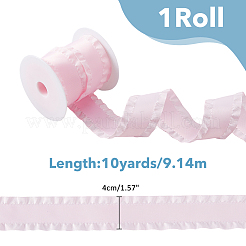 10ヤードのポリエステルフリルレースリボン  衣類の装飾用  ミスティローズ  1-5/8インチ（40mm）&nbsp;DIY-FI0001-14B