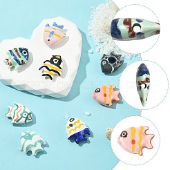 8 個 8 色の手作り磁器ビーズ  手描きの陶器ビーズ  ファミーユは磁器バラ  魚  ミックスカラー  20.5~22x16.5~18x6.5~7.5mm  穴：1.8~2.5mm  1pc /カラー&nbsp;PORC-FS0001-52