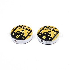 Halloween Printed Natural Wood Beads&nbsp;WOOD-T021-74