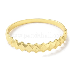 女性用スクエア真鍮ヒンジ付きバングル  18KGP本金メッキ  内径：2-1/4インチ（5.75cm）&nbsp;BJEW-Z061-24B