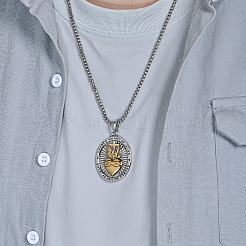 304 Stainless Steel Sacred Heart of Jesus Pendant Box Chain Necklaces for Men&nbsp;FS-WG81DA6-02