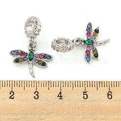 Rack Plating Alloy Pave Colorful Rhinestone Insect European Dangle Charms&nbsp;FIND-B034-14P-02