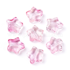 電気メッキガラスビーズ  グリッターパウダー付き  スター  パールピンク  8.5x8.5x4mm  穴：1mm&nbsp;X-EGLA-E059-G03