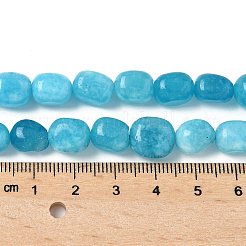 天然の天然翡翠ビーズ連売りを染めた  オーバル  シアン  8.5~11x7~8.5x7~8.5mm  穴：1mm  約18個/連  7.28~7.48インチ（18.5~19cm）&nbsp;G-P528-I14-01