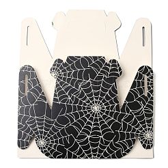 ハロウィンのテーマ紙カップケーキボックス  ポータブルギフトボックス  結婚式のキャンディーボックス用  長方形  クモ柄  折りたたみ：8.5x11.5x15cm  展開：42.5x22.5x0.03cm&nbsp;CON-I009-15B