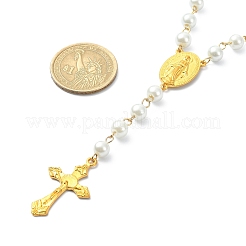 Glass Pearl Rosary Bead Necklaces&nbsp;NJEW-JN04340