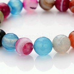 Faceted Natural Agate Round Beads Kids Stretch Bracelets&nbsp;BJEW-JB01910