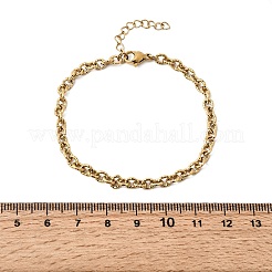 Hammered 304 Stainless Steel Cable Chain Bracelets for Women&nbsp;BJEW-Z167-02G
