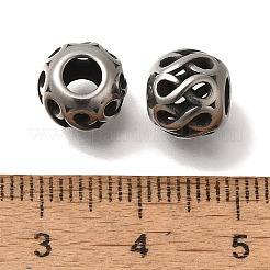 304ステンレススチールヨーロピアンビーズ  大穴ビーズ  番号付きラウンド8  アンティークシルバー  9.5x8mm  穴：4mm&nbsp;STAS-D191-14A-AS