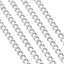 アルミカーブチェーン  溶接されていない  銀  12x9x2mm&nbsp;X-CHA-T001-25S