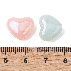 UVメッキ不透明アクリルビーズ  ハート  ABカラーメッキ  ミックスカラー  12x14x6.5mm  穴：1.8mm  約915個/ 500 G&nbsp;OACR-G058-16A