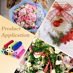 12Rolls 12 Colors Plastic Mesh Flower Bouquets Wrapping Paper&nbsp;DIY-MA0007-21