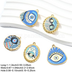 5Pcs 5 Styles Eye Theme Printed 304 Stainless Steel Pendants&nbsp;STAS-YW0001-10