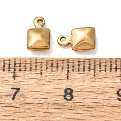 304ステンレススチールチェーンエクステンダードロップ  正方形  イオンプレーティング（ip）  ゴールドカラー  7x4.5x2.5mm  穴：1mm&nbsp;SA-CBA8C38-03G