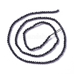 ガラスビーズ連売り  多面カット  ラウンド  ブラック  3~3.5x2.5~3mm  穴：0.3mm  約114~125個/連  14インチ（35.5cm）&nbsp;X-G-F596-47H-3mm