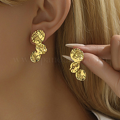 女性用304ステンレススチールダングルスタッドピアス  塊  18KGP本金メッキ  33x13mm&nbsp;GB6330-1