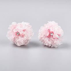 Polymer Clay Rhinestone Beads with Embossed Resin Roses&nbsp;RESI-T059-01A-02