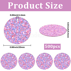プラスチックペンダント500個  フラットラウンド  ラベンダー  25x0.4mm  穴：1.5mm&nbsp;KY-GF0001-72C