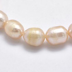 天然養殖淡水パールビーズ連売り  ライス  砂茶色  9~11x8.5~9mm  穴：0.8mm  約32個/連  13.78インチ&nbsp;PEAR-K003-26C-01