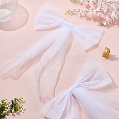2個、2種類のガーゼ蝶結び飾り  結婚式の衣服のアクセサリー用  ホワイト  570~1080x380~385x24~25.5mm  1個/スタイル&nbsp;AJEW-WR0003-04