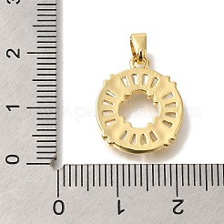 真鍮製マイクロパヴェキュービックジルコニアペンダント  ジャンプリングチャーム付き  ラウンド  18x15x3mm  穴：4x3mm&nbsp;KK-B122-01D-G