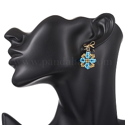 Glass Seed Beads Dangle Stud Earrings&nbsp;EJEW-MZ00702-02