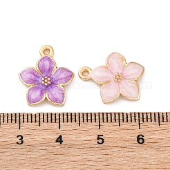 亜鉛合金エナメルペンダント  花  ゴールドカラー  ミックスカラー  16.5x14.5x2.5~3mm  穴：1.5mm&nbsp;X-PALLOY-I124-10G