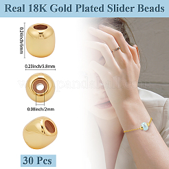 30個の真鍮つぶし玉  プラスチック付き  オーバル  18KGP本金メッキ  6x5.8mm  穴：2mm&nbsp;KK-BBC0022-31