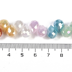 電気メッキガラスビーズセット  多面カット  ティアドロップ  カラフル  10x8mm  穴：0.8mm  約56個/連  13.39''（34センチメートル）&nbsp;EGLA-B009-02