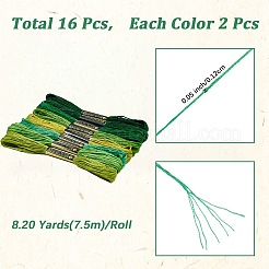 2本撚りコットン刺繍糸 6袋  クロスステッチ糸  DIY縫製用  グリーン  1.2mm  約8.20ヤード（7.5m）/かせ  8色  1 かせ/色  8 かせ/バッグ&nbsp;DIY-DJ0005-18B