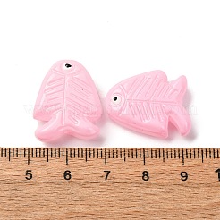 透明なガラスエナメルビーズ  魚  パールピンク  21.5x18x7mm  穴：1.5mm&nbsp;LAMP-U004-06-02