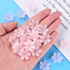 透明なアクリルビーズ  艶消し  花  ピンク  20.5x18.5x6.5mm  穴：2mm  約342個/200g&nbsp;X1-MACR-S373-107-D06